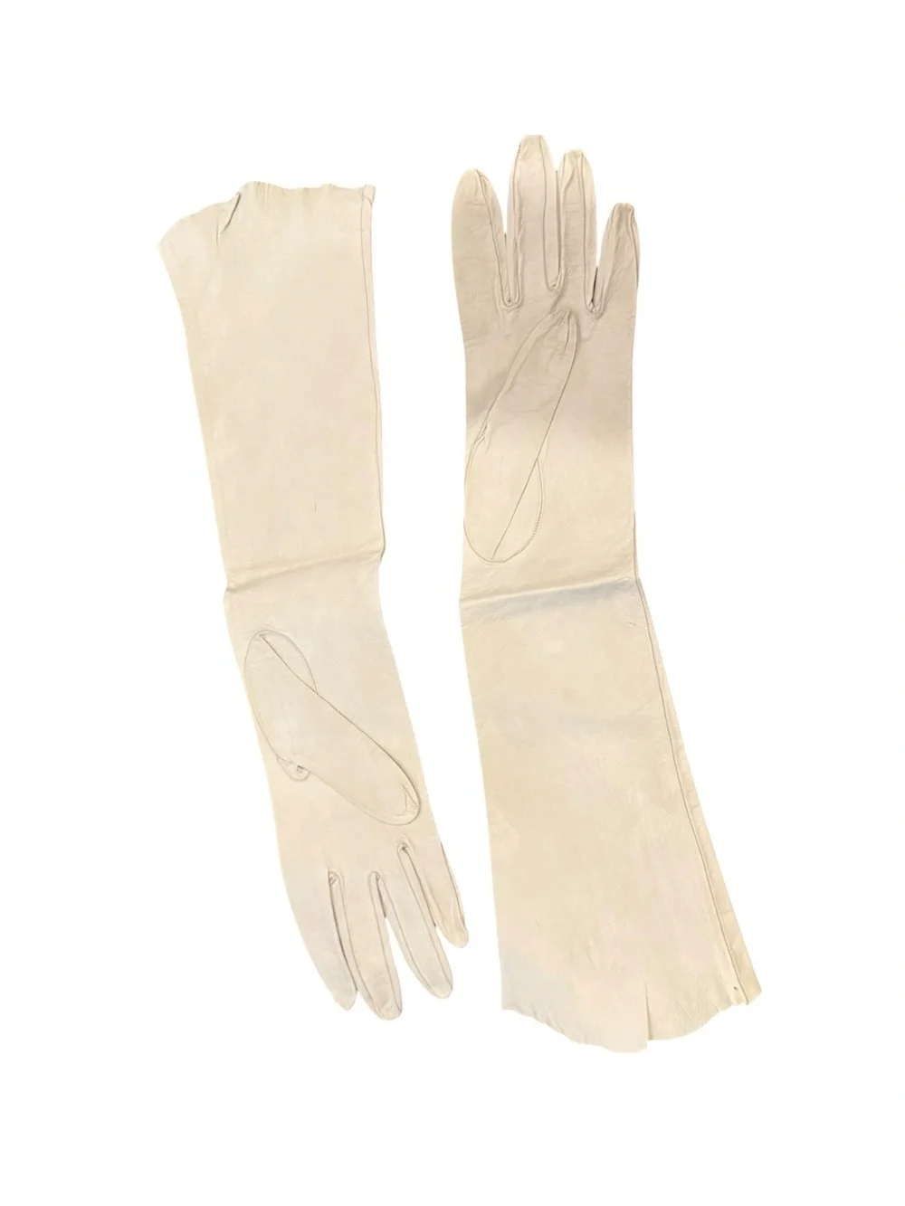 Vintage Long Cream Leather Opera Gloves Sz S